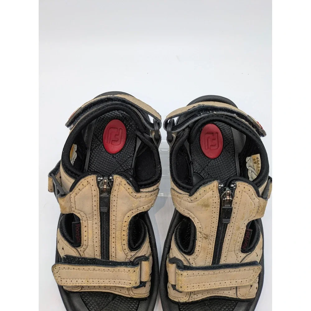 FootJoy Golf Sandals Mens Size 8 Beige Leather Spikeless Comfort Shoes